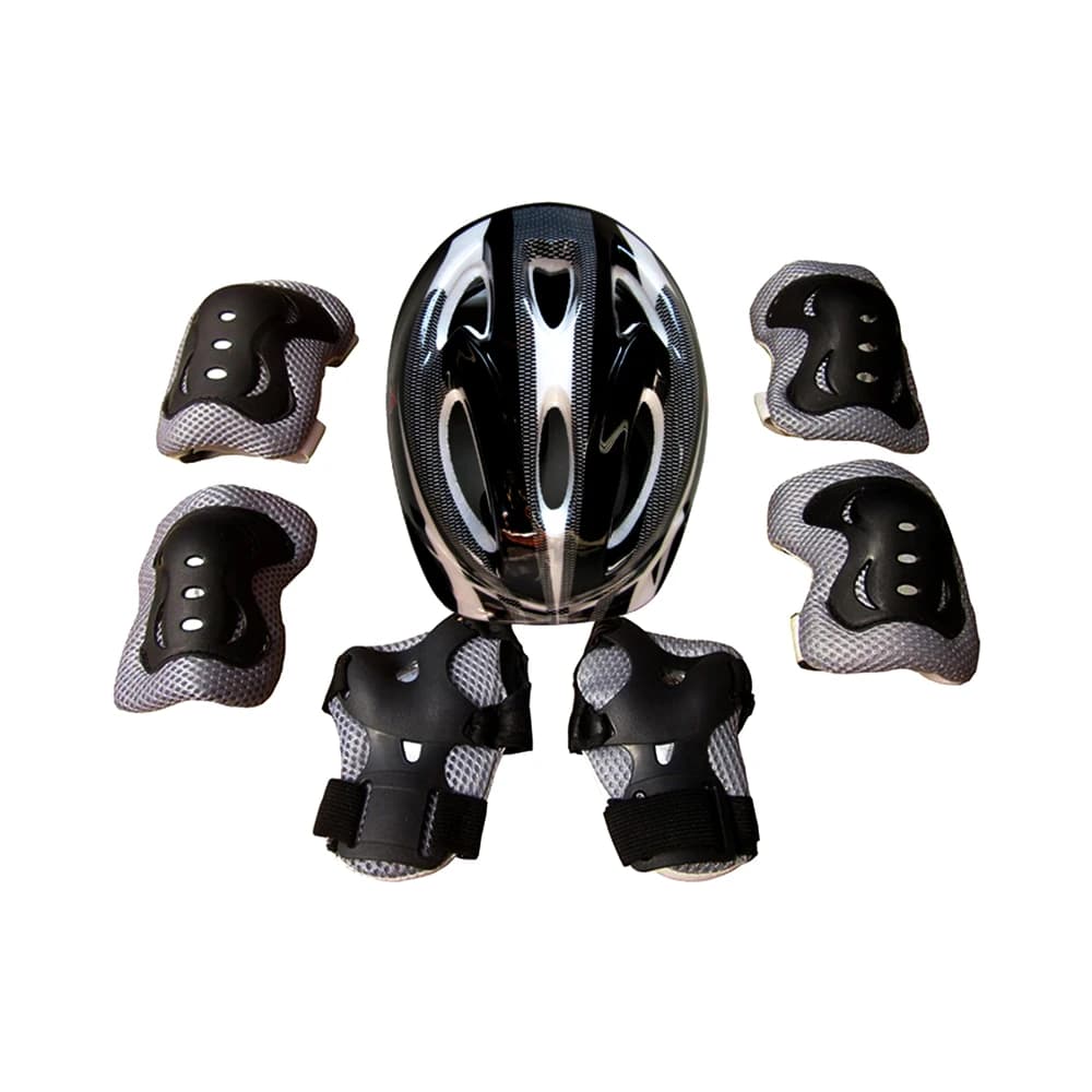 Set di 7 Pezzi per Bambini: Casco, Protezioni per Ginocchia, Gomiti e Polsi, Casco per Bambini con Set di Protezioni, per Bicicletta, Ciclismo, Skateboard, Monopattino