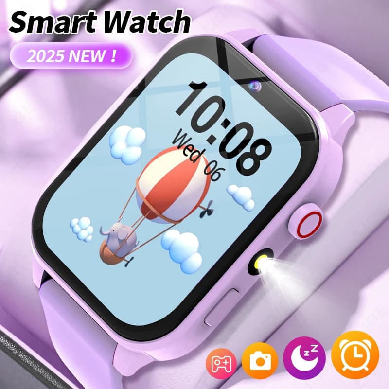 2025 Nuovi bambini Smart Watch Sveglia Torcia a LED Impermeabile Orologi per bambini Telecamera HD Scatta foto Puzzle Gioco Smartwatch Ragazza