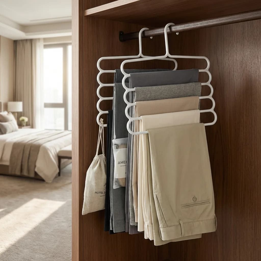 Multilayer Pants, Spare and Anti-slip, Plastic Resistant, Ideal for the Organization of Pants and Scarves in the Wardrobe