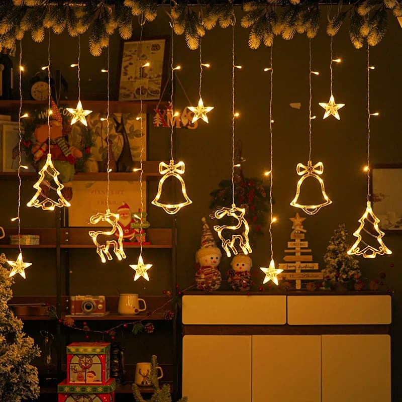 Natale LED Fata Tenda Luce Stringa Matrimonio Vacanza Ghirlanda Lampada per la casa Camera Festa Decorazione Navidad Ciondolo natalizio