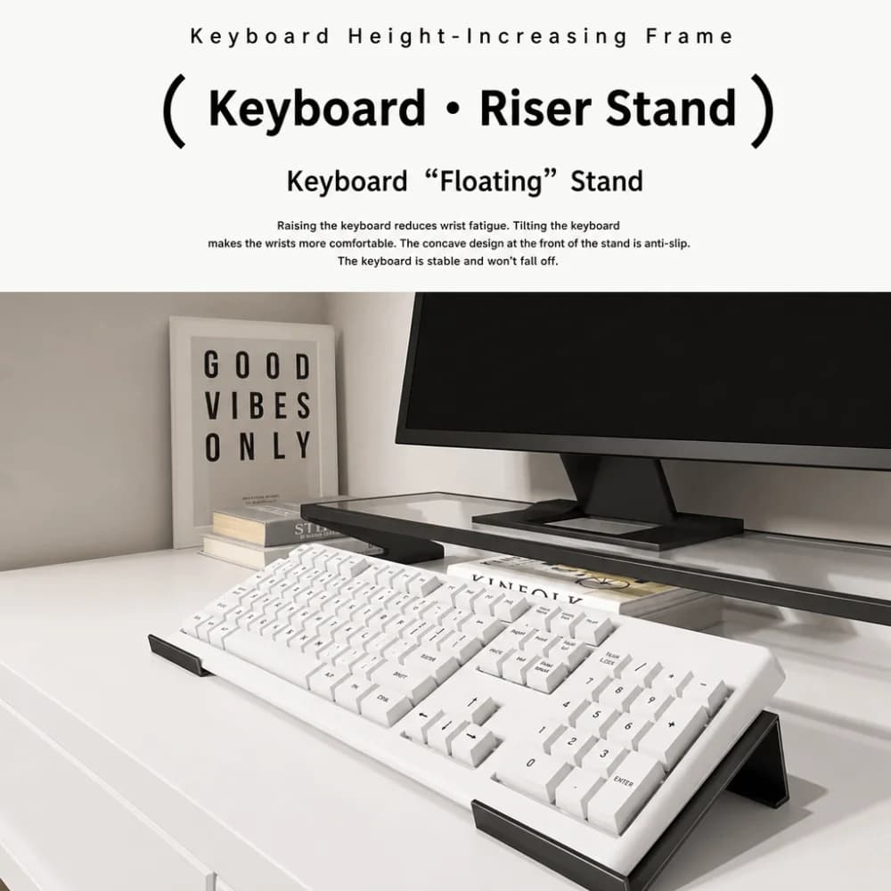 1PCS/1Pair New Metal Keyboard Riser Non-Slip Space-Saving Keyboard Stand Black White Tablet Stand Gaming Setup