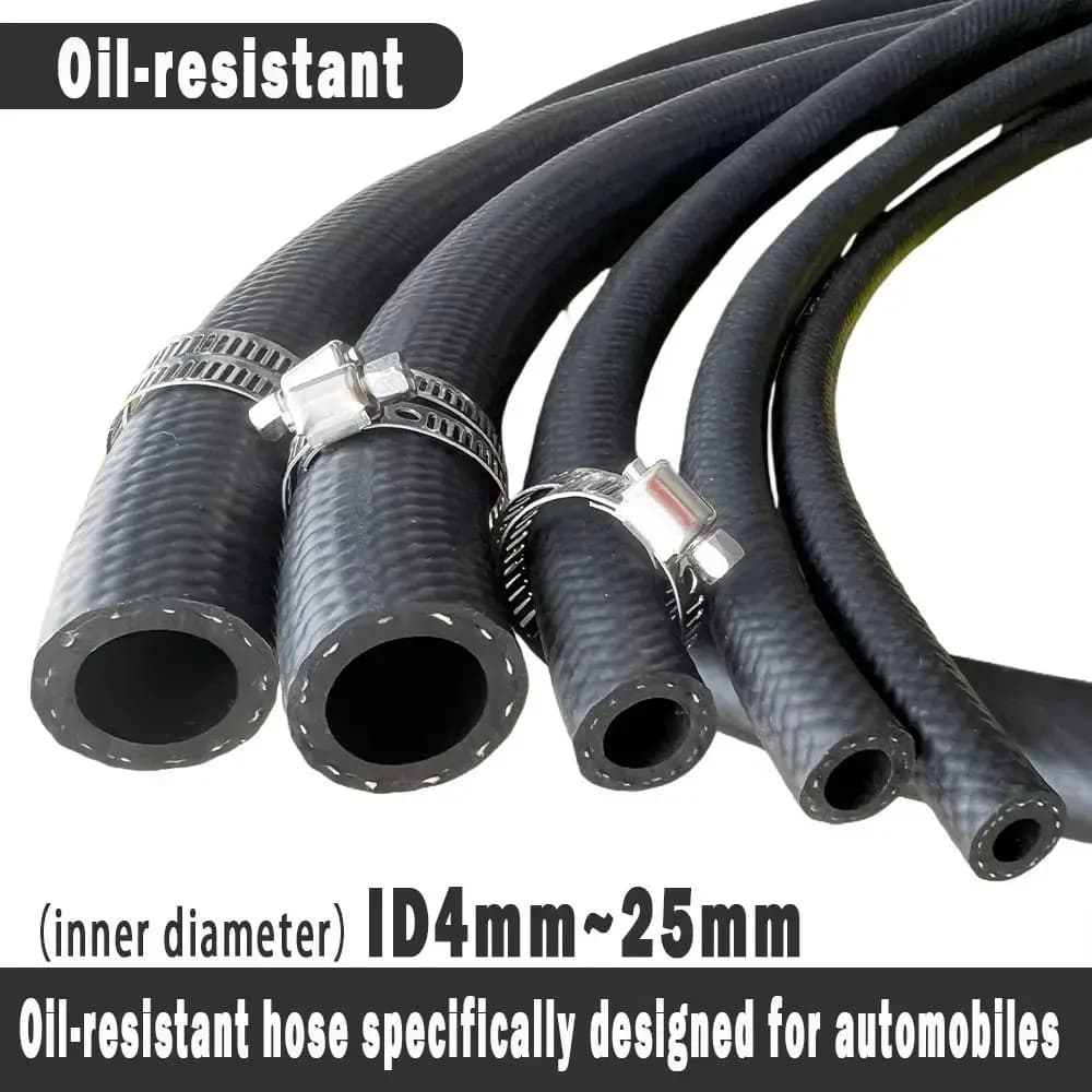 Tubi Carburante Multifunzionali Durevoli per Auto ID 4 5 6 8 10 12 14mm con Morsetto, Tubo Resistente all'Olio NBR, Tubo per Vuoto