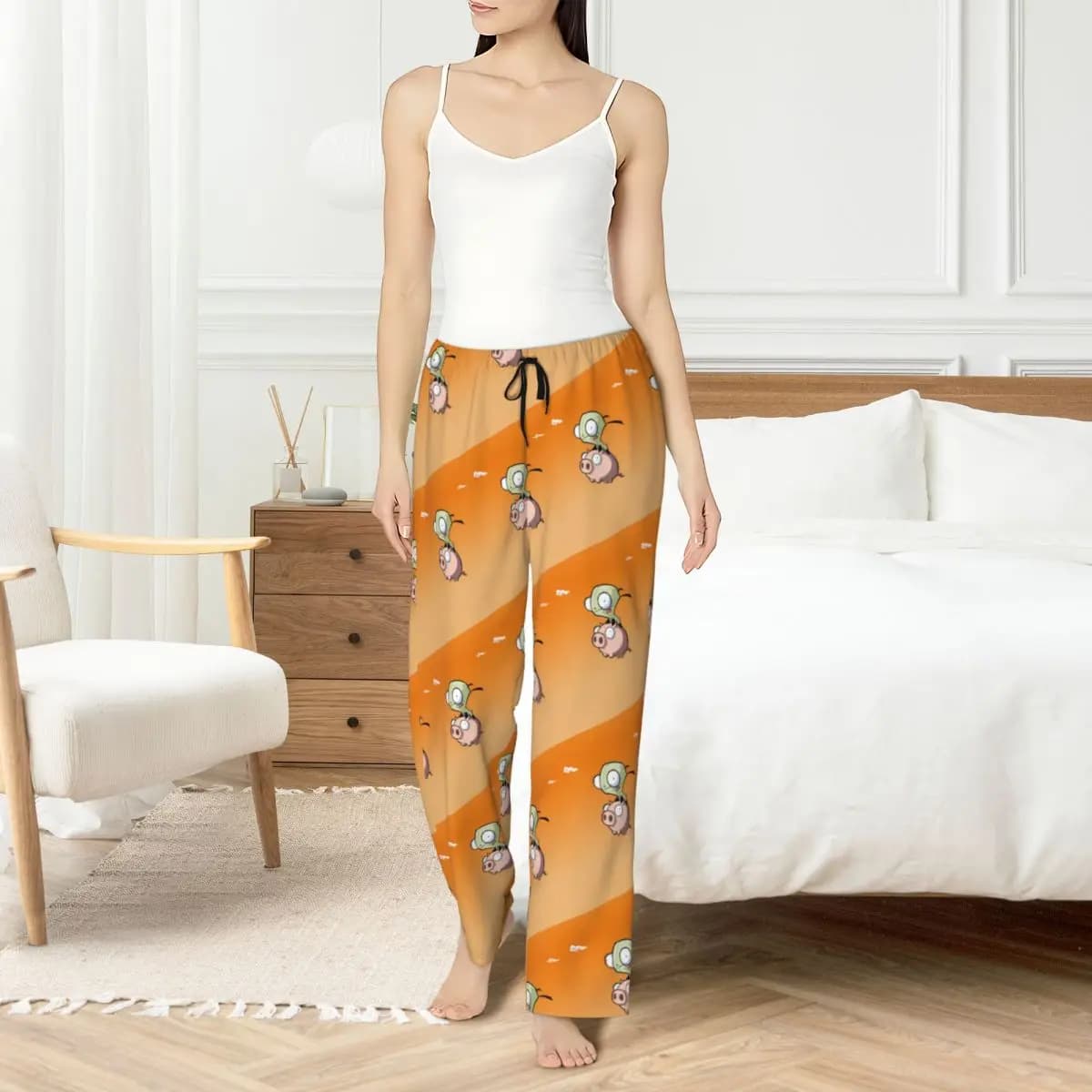 Women's pajamas pants with custom print I-Invader Z-Zim Cartoon for night trousers with pockets