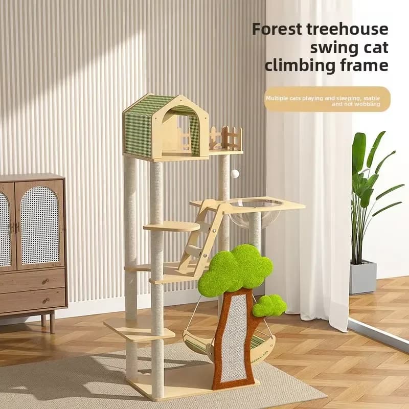 for Forest Tree House Cat Climbing Frame Cat House Cat Tree Integrated Climbing Stand Sky High Pillar Sisal Scratching Board