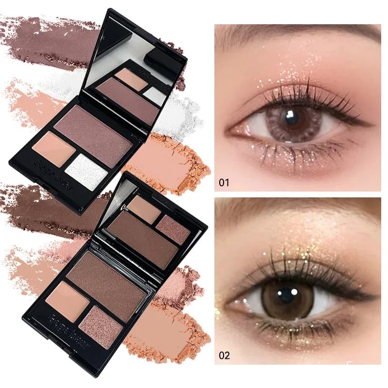 Palette Ombretti Cristallo Gege Bear 3 Colori, Trucco Quotidiano con Shimmer Fine, Cosmetici Occhi a Forma di Mandorla