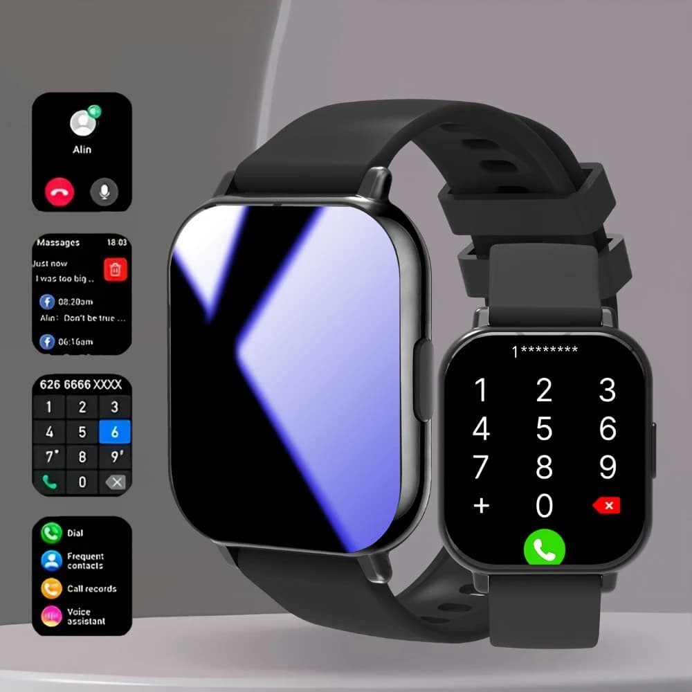 2025 smart watch for men and women, square HD screen: wireless calls with dial, reminder message frequent contacts