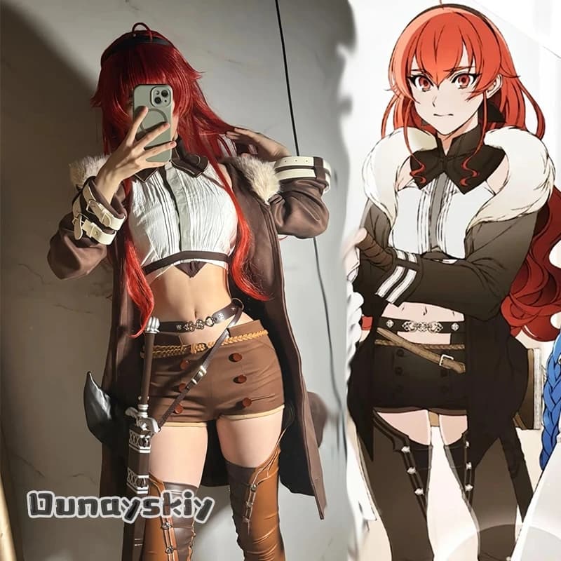 Costume Cosplay Greyrat Eris, Costume Anime Eris Boreas Greyrat, Travestimento Halloween, Uniforme da Combattimento Femminile, Set con Parrucca, Abito per Feste