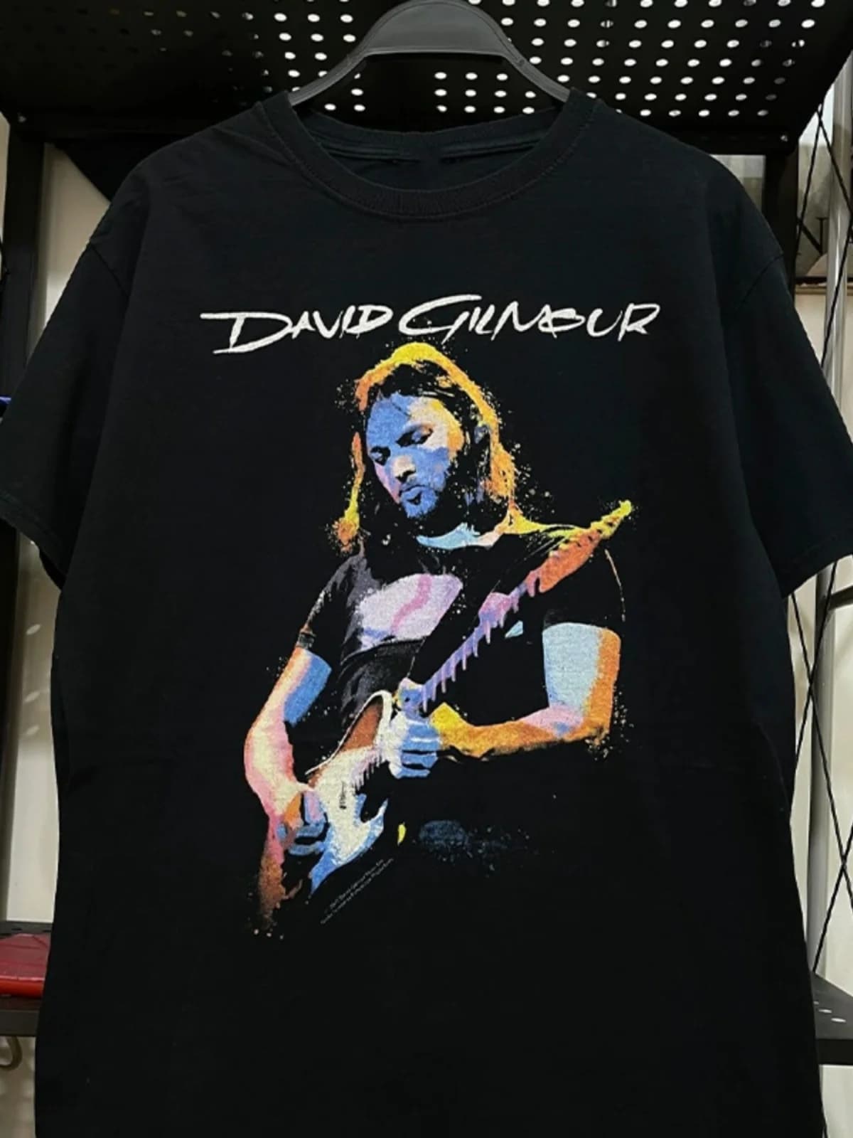 Vintage Retro Street Style Short Sleeve T-Shirt Guitar Hand Handsome Men's Cotton Printed Youth Summer Fashion