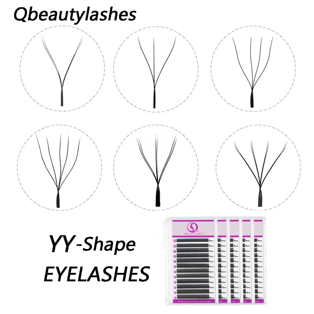 Qbeautylashes YY Extension ciglia 3D 4D 5D 6D 8D a forma di W, spessore 0.07mm, lunghezza 8-15mm, ventagli pre-assemblati individuali, ciglia finte all'ingrosso