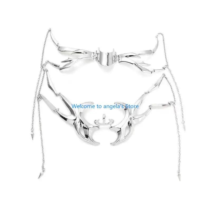 X4YC style adjustable metal chin mask with face chain for Halloween 2 parties