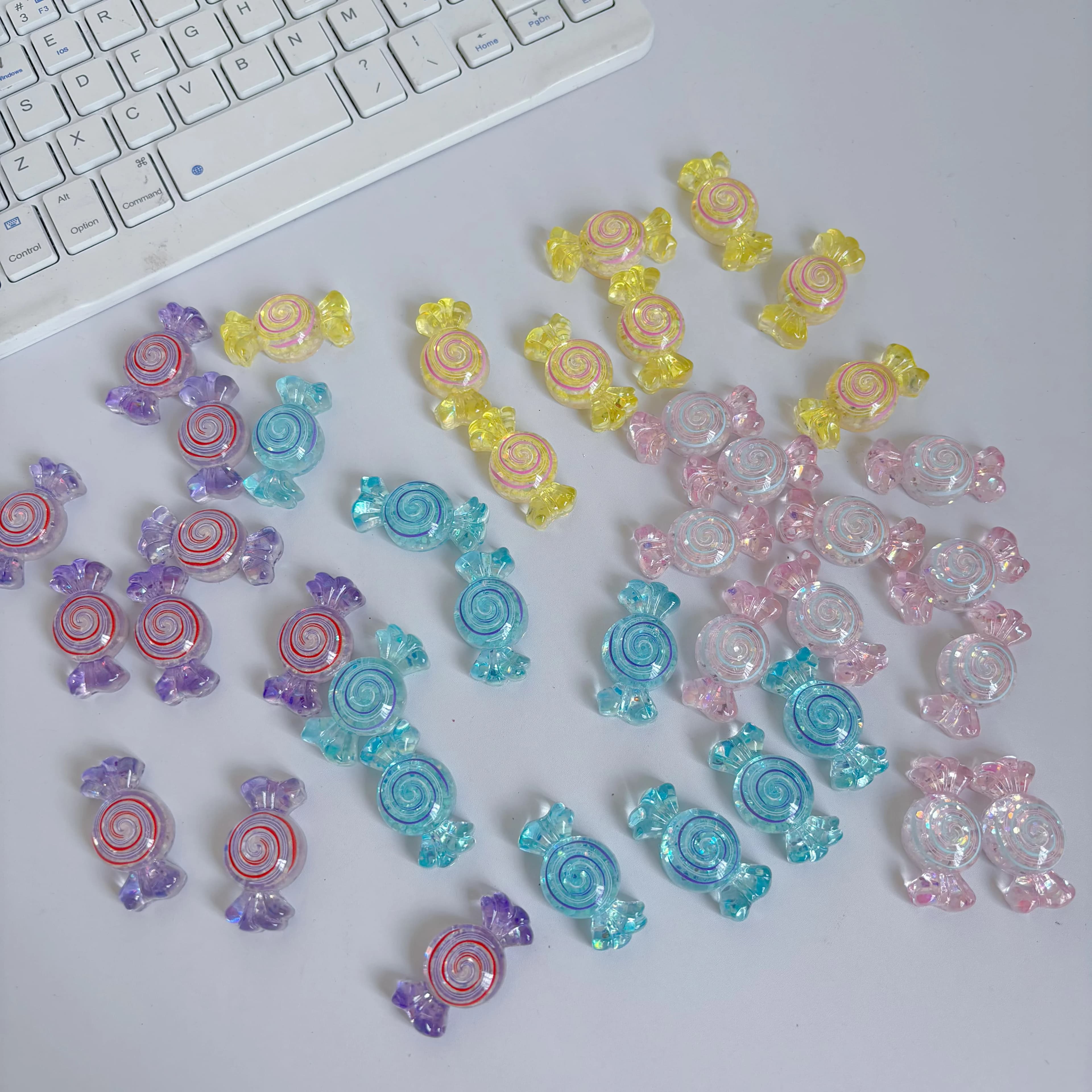 20/10 Resin Patches Handmade Cream Glue DIY Candy-Shaped Hair Accessories Hair Clips Phone Case Making Materials Accessories Crystal Transparent Macaron Candy Small Accessories