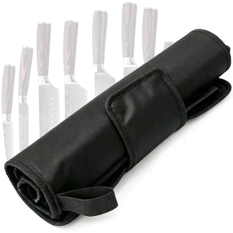 9 Slot Foldable Roll Up Chef Knife Bag Durable Wear-resistant Oxford Kitchen Knife Storage Pocket Outdoor Carrying Case Tools