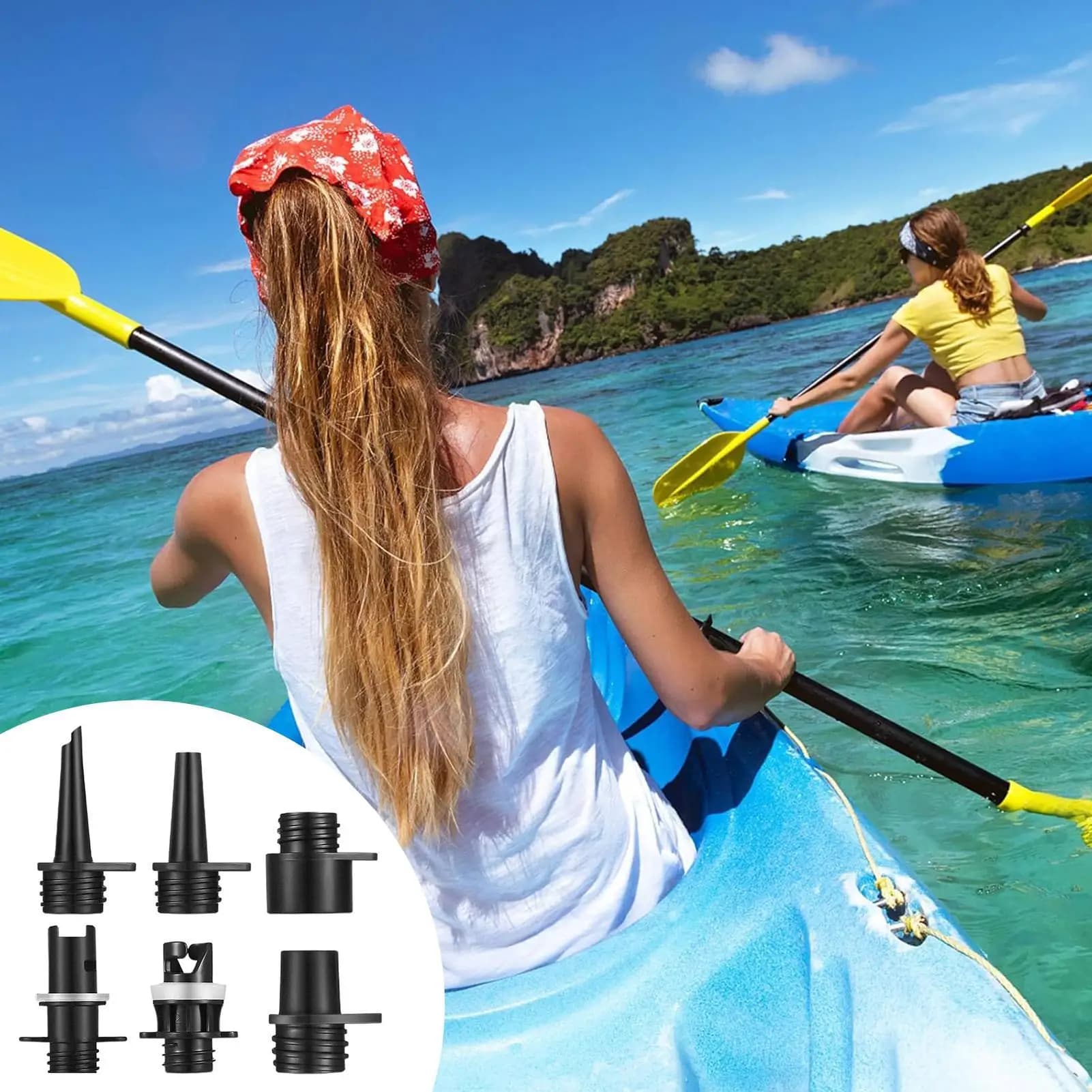 6 pezzi pompe ad aria gonfiabili kit ugelli tubo pompa aria kayak adattatore tubo adattatore pompa per barca paddle SUPBoard accessori per barche