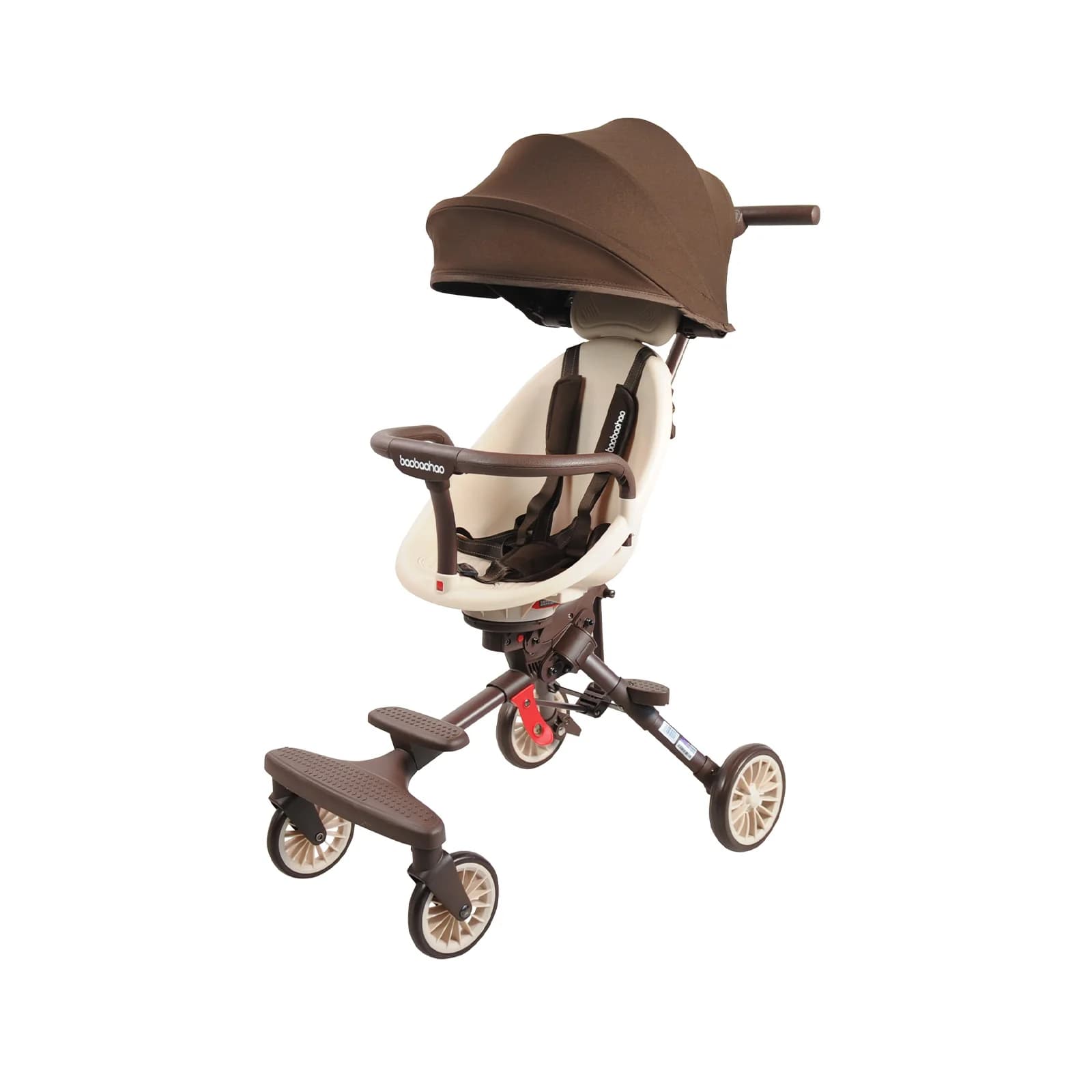 Light folding stroller Baobaohao V7 with fully closed front panel, removable umbrella handle, adjustable stroller