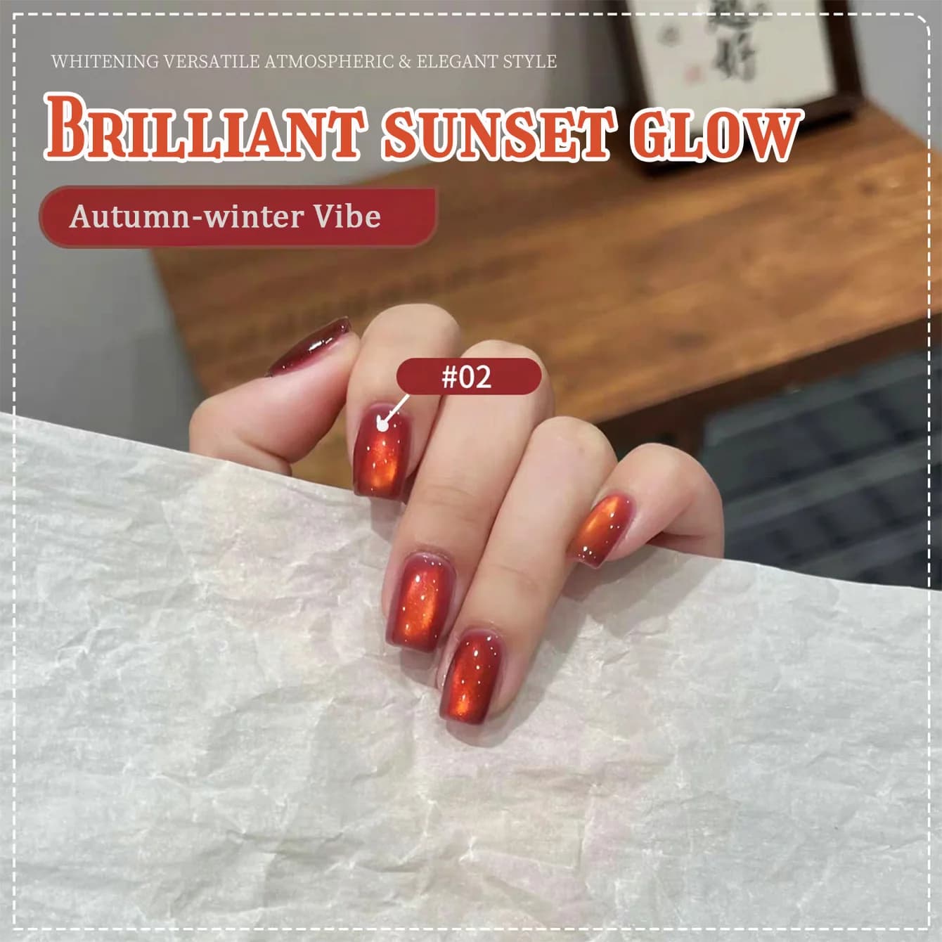 SHAKA 1 pz Smalto Gel Effetto Occhio di Gatto Twilight Rosso Vino Fumé con Luce Dorata, Popolare, Nuova Collezione Inverno 2026, per Nail Art con Effetto Sbiancante