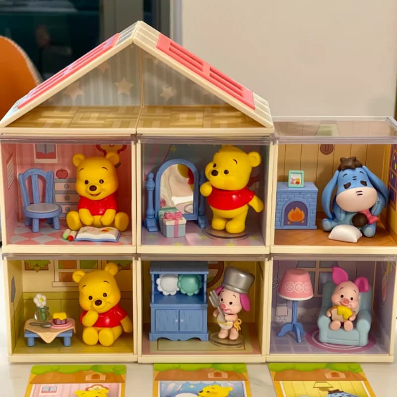 Original Disney Winnie The Pooh Home Moments Series Blind Box Piglet Eeyore Cute Figure Desktop Ornament Model Toy Birthday Gift