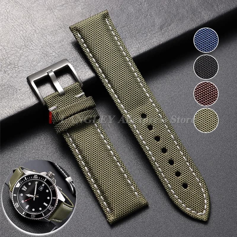 Genuine nylon strap with sail canvas for Omega for Smart Watch 22mm 24mm Man Women's Waterproof Military Green Military Belt