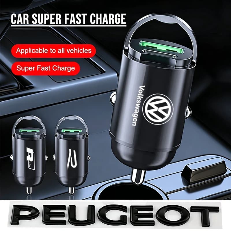 Copricerchi Volkswagen con Caricatore USB Type-C a Ricarica Rapida e Portachiavi per Auto, Compatibile con GTI Polo Golf MK7 Passat Tiguan Jetta Beetle A