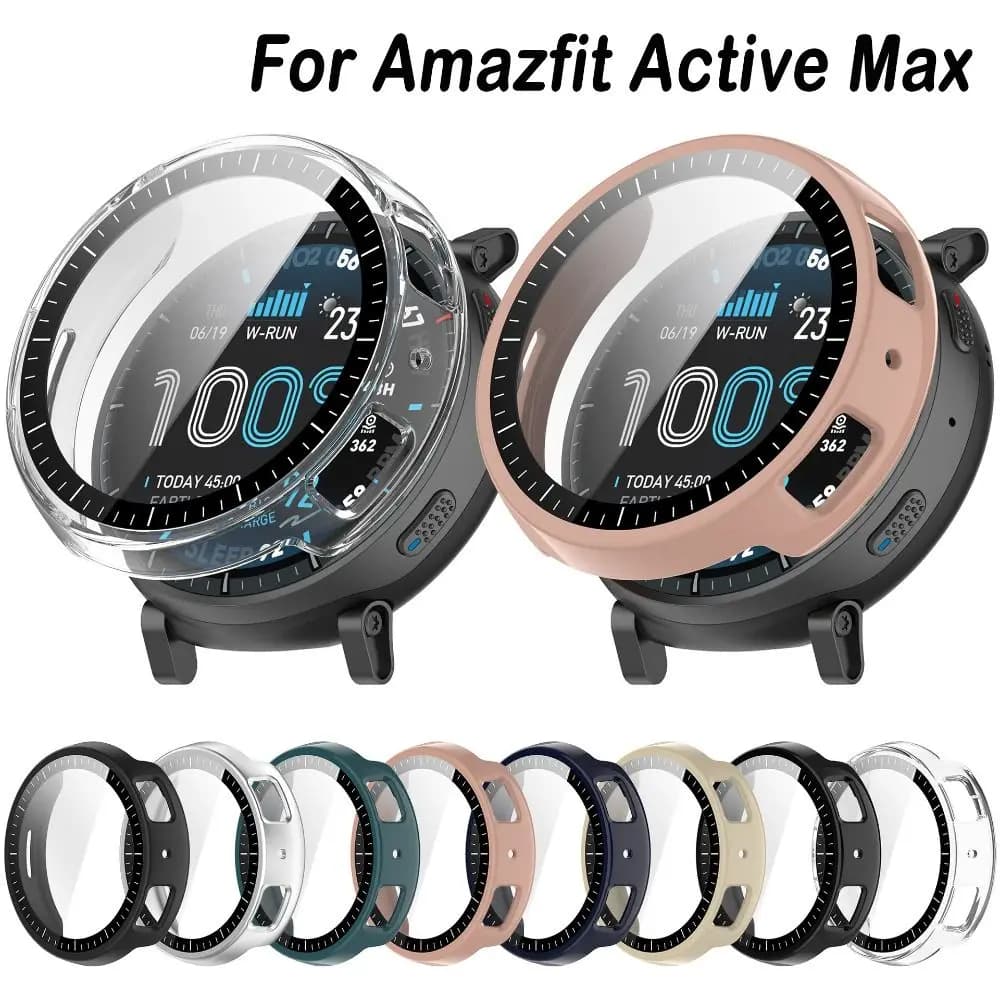 Custodia Protettiva Integrale Antiurto in PC+Vetro Temperato con Protezione Schermo Anti-Graffio per Amazfit Active Max