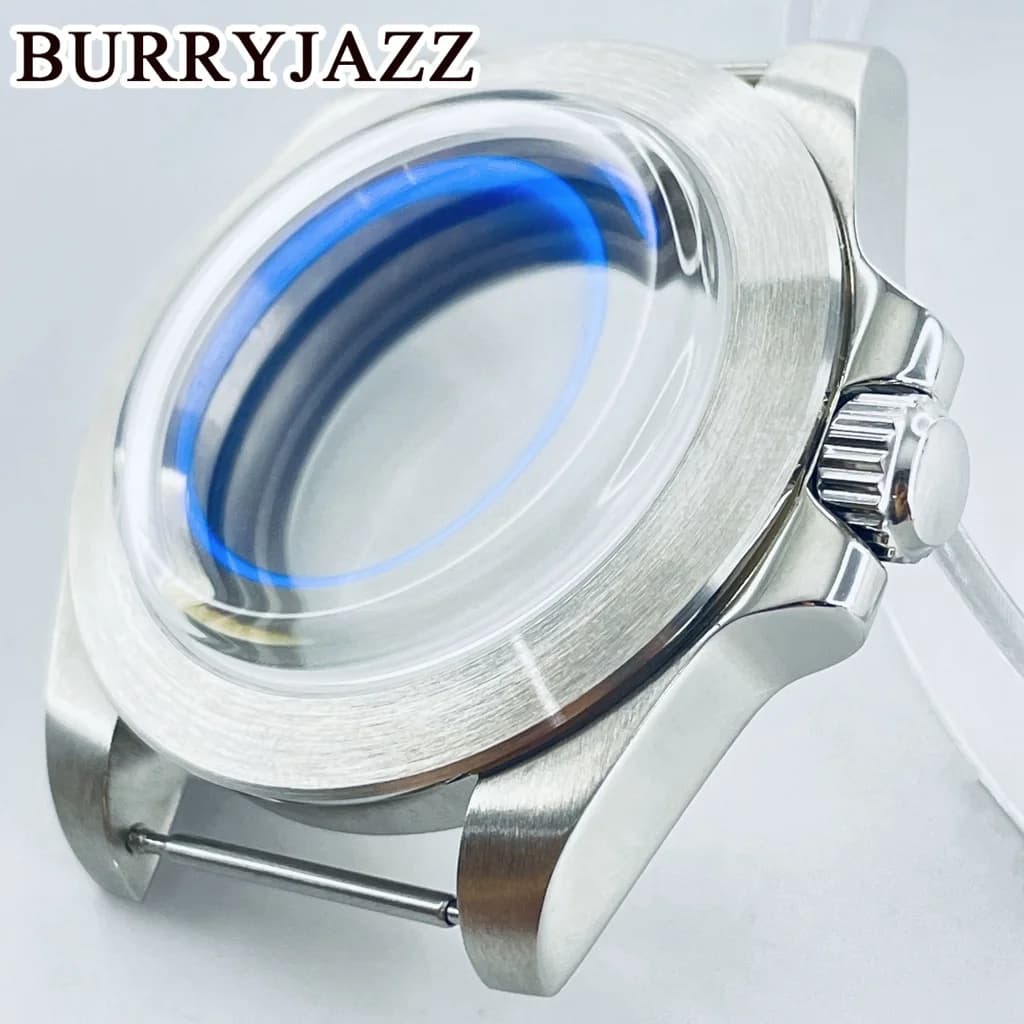 Stainless Steel Watch Case 40mm Brushed with Blue AR Bombed Glass for Movement NH34 NH35 NH36 NH70 NH72 ETA2824 PT5000, Men's Watch Case