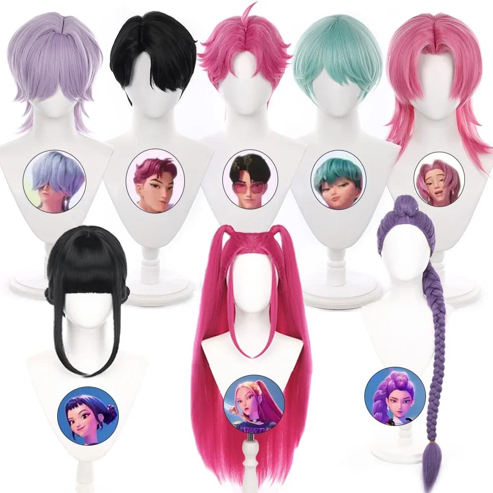 2026 Saja Boys Cosplay Parrucca Anime Rumi Zoey Mira K-Pop Cacciatori di demoni Accessorio per costumi Accessori per feste a tema Halloween