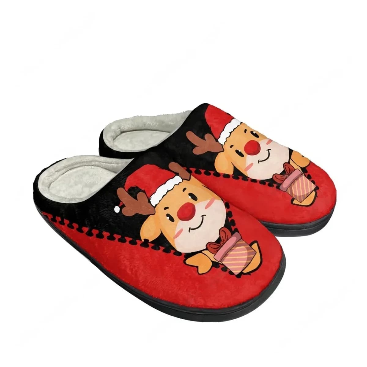 2025 New Arrival Cute Elk Christmas Stripes Home Cotton Slippers Mens Womens Teenager Plush Bedroom Keep Warm Custom Slipper