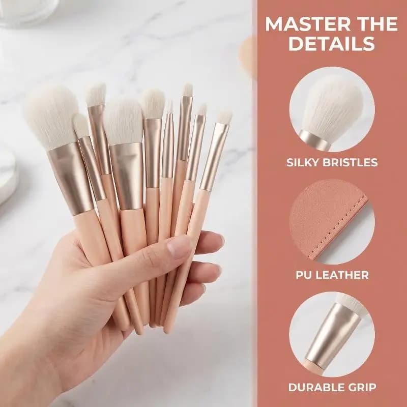 8pcs Makeup Brushes Set Premium Synthetic Eye Shadow Foundation Highlighter Brushes for Complete Face Makeup Look