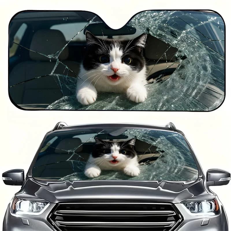 1Pcs Playful Design Car Windshield Sun Shade, For SUV RV, With 4 Free Suction Cups, Easy Installation, Interior Sunshade