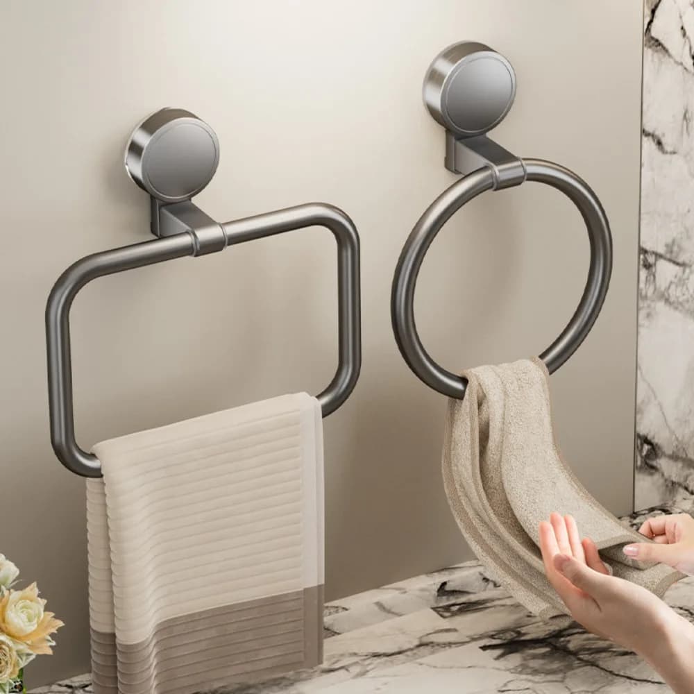 Quality No Need To Drill Bathroom Towel Ring Suction Cup Wall Hanging Kitchen Rag Rack Removable Bath Towel Holder Bathroom
