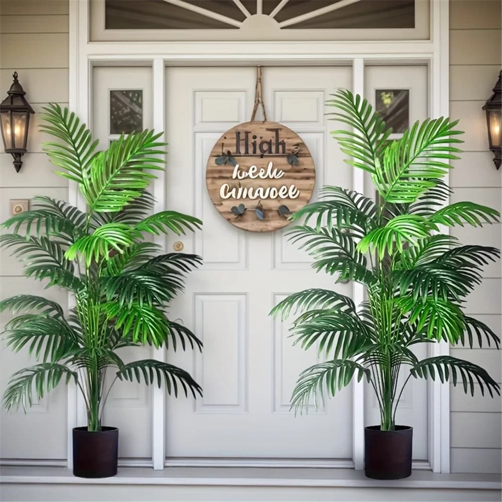 Set di 2 piante artificiali realistiche a forma di palma areca a 24 foglie, adatte per la decorazione d'interni, H1620-012