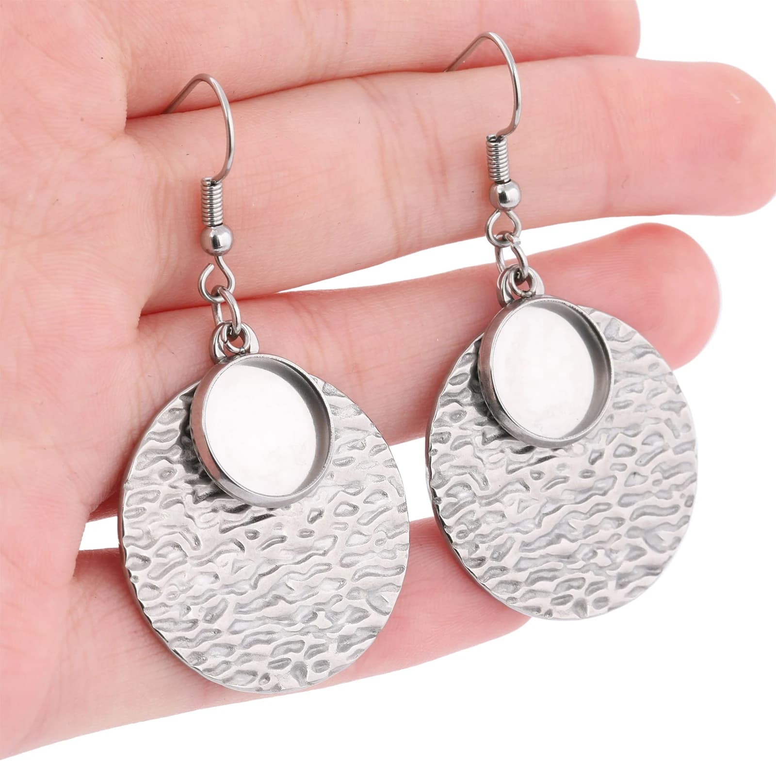6 Pezzi Base per Orecchini in Acciaio Inox Stampato, Adatta per Cabochon da 12mm, Supporti per Gioielli Fai-da-Te