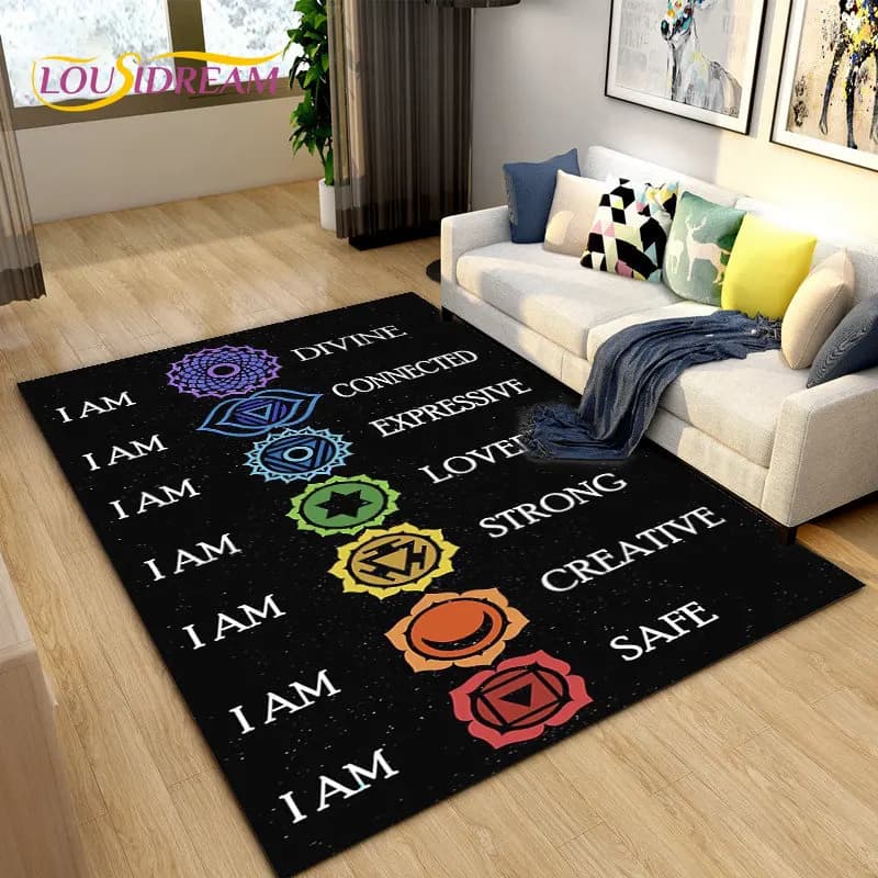 Rainbow 7 Chakra Mandala Bohemia Area carpet, carpet for living room bedroom sofa door mat decoration, Yoga non-slip mat