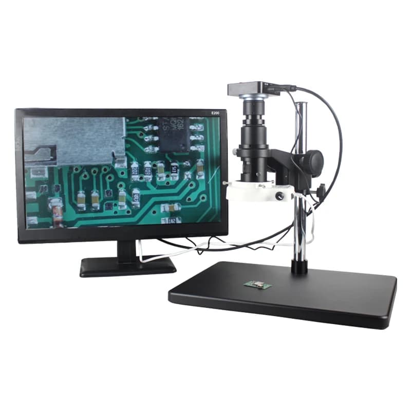 Microscopio monoculare video industriale Obiettivo con attacco C Lente d'ingrandimento 90X 180X 300X Zoom continuo Messa a fuoco completa per fotocamera USB HDMI VGA