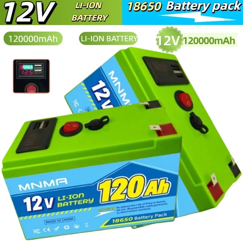 Batteria al Litio 120Ah 12V a Ciclo Profondo con BMS, 4000+ Cicli, Perfetta per Solare, Ecoscandaglio, Power Wheel, Barca, Casa, Camper, Batteria 18650
