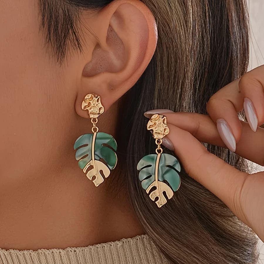 Pair of Elegant Sweet Leaf Earrings Women'S Holiday Birthday Date Prom Party Vacation Shopping Daily Commute Additions