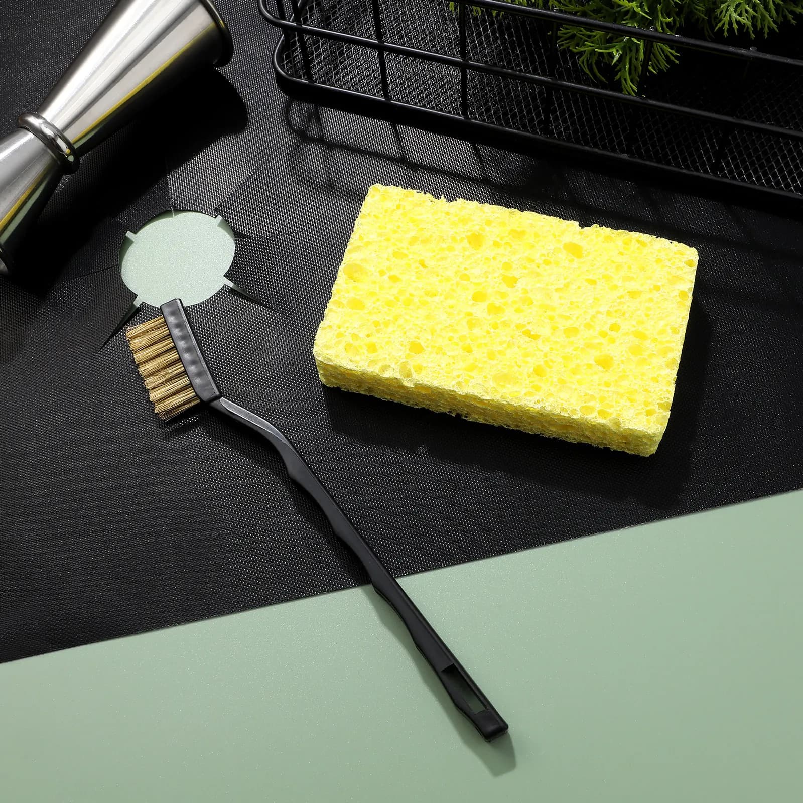 Set di 1 Tappetino Protettivo per Piano Cottura a Gas, Rivestimento Premium Riutilizzabile per Bruciatori a Gas, Include Spazzola per la Pulizia, Accessorio da Cucina
