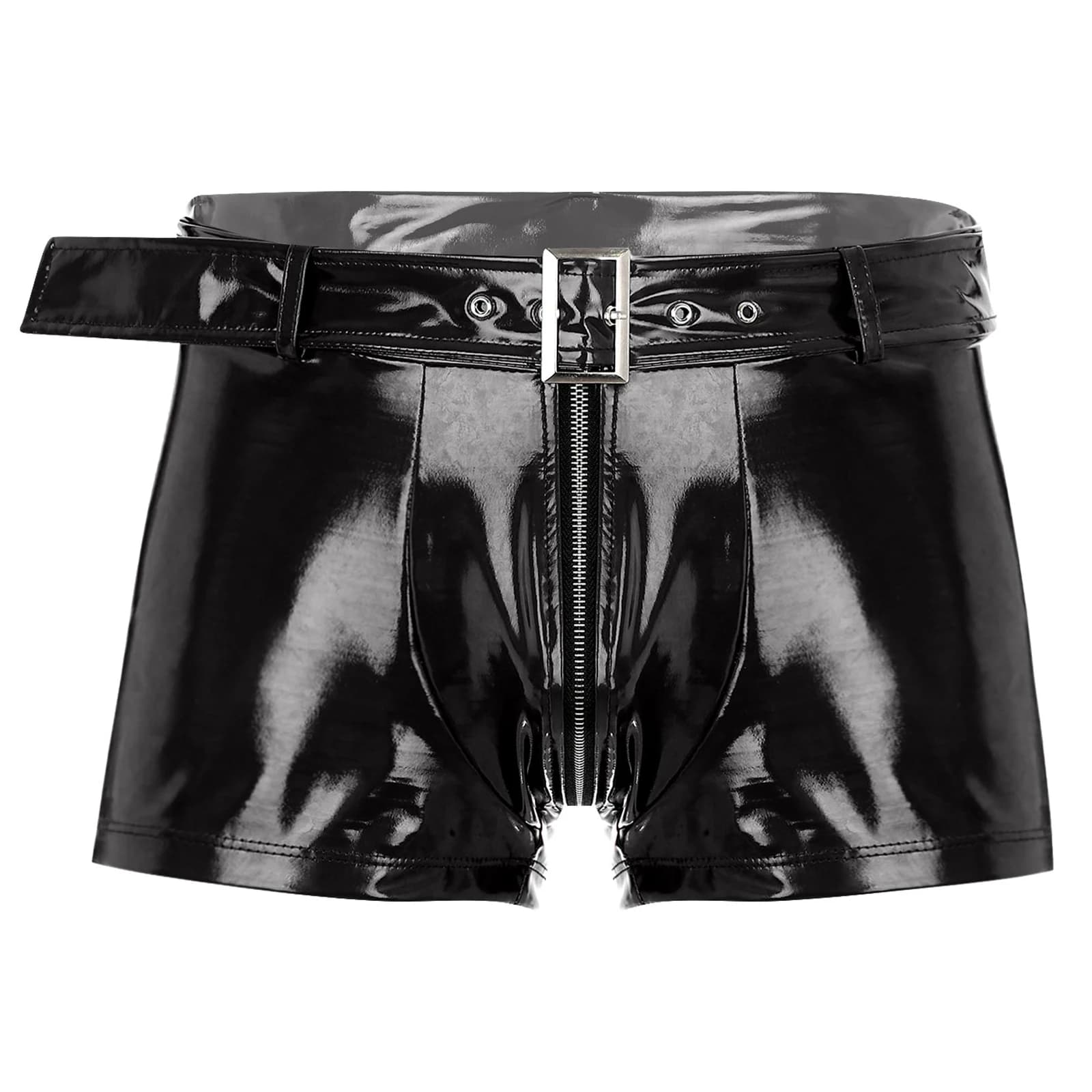 Intimo da uomo intimo in lattice Bulge Pouch boxer Shorts con cintura in vita Double-End Slim Fit e cerniera cavallo costumi da discoteca