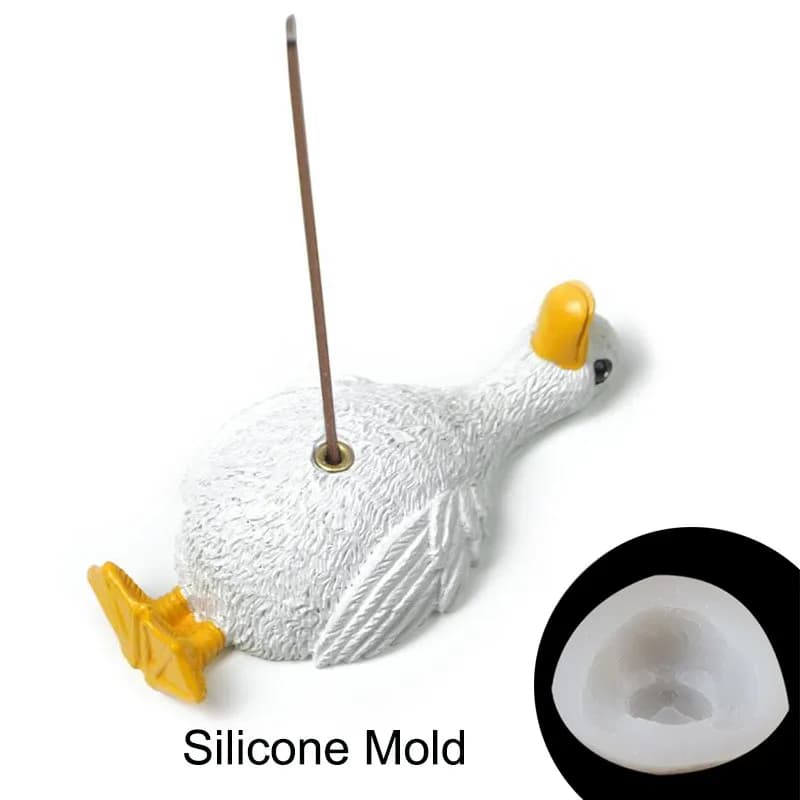 Stampo in silicone per portaincenso a forma di anatra per cemento, gesso, porta bastoncini di incenso per aromaterapia fai da te, kit artigianale per decorazioni per la casa
