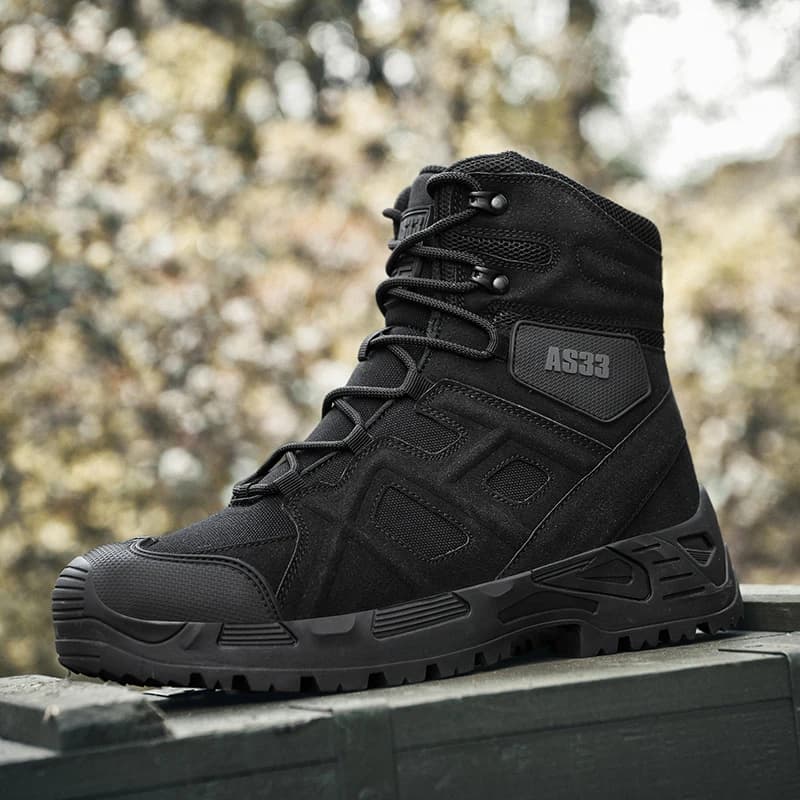 Nuove scarpe da trekking da uomo antiscivolo, stivali tattici da esterno con lacci, stivali da combattimento nel deserto, scarpe da montagna impermeabili.