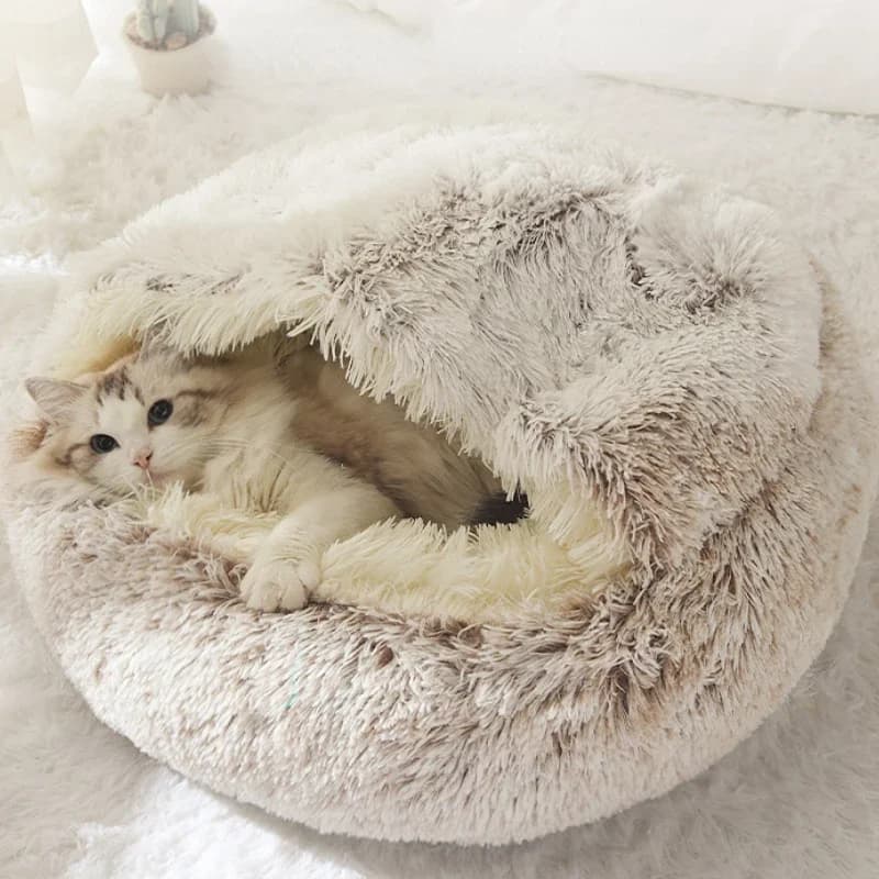 Hot Long plush Bed for pets Round closed furniture Cat pillow Comfortable sleeping bag Cats for cats Pet accessories