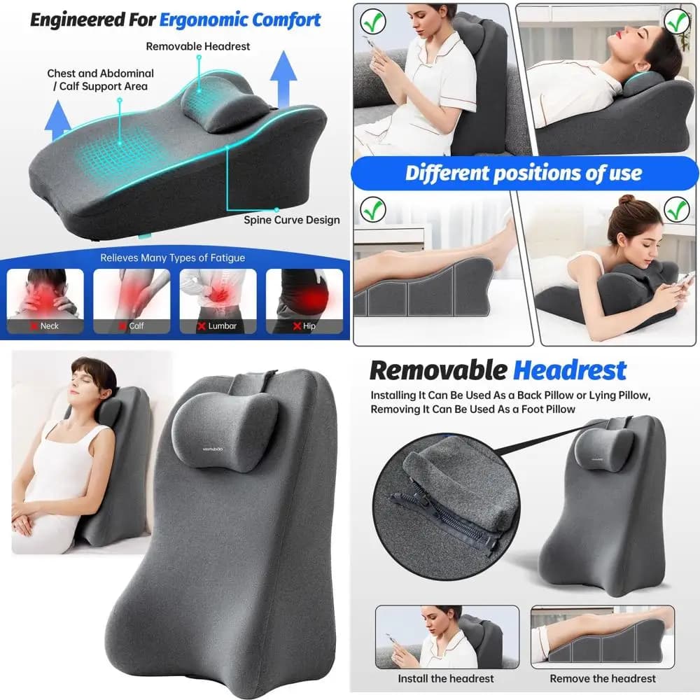 Cuscino Lombare in Memory Foam per Divano, Letto e Sedute - Supporto Ergonomico per Reflusso Acido e Sollievo dal Dolore alla Schiena, Rimovibile