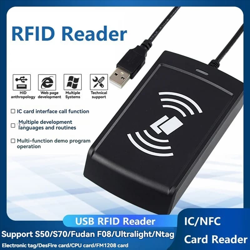 ABZW Lettore RFID USB Lettore di schede IC Lettore di schede NFC Lettore di smart card HID USB Supporto per finestra Sistema Linux