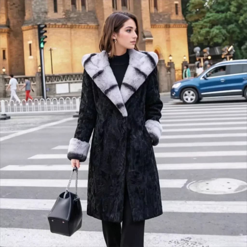 Fur Coat Realwomen Natural Rabbit Fur silver fox skirt Jacket With Belt High Quality Outerwear Luxury New Arrival