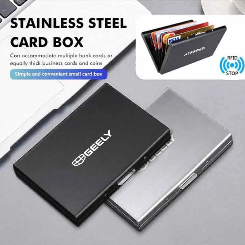 Car RFID Blocking Card Holder Metal Wallet Case Storage Accessories For Geely EX2 EX5 Coolray Monjaro 2024 2025 Starship 7