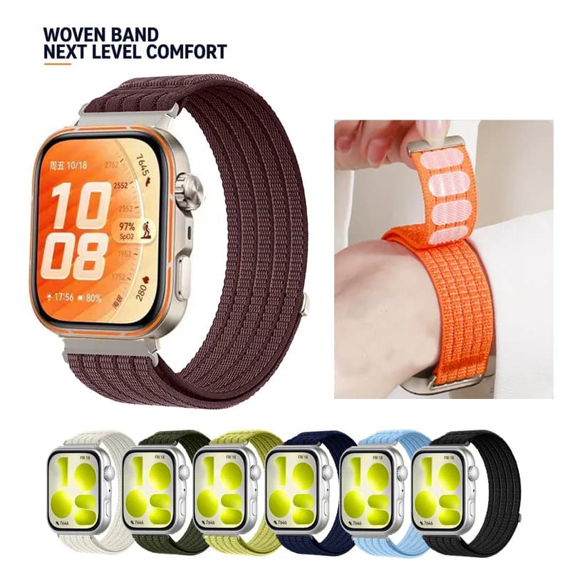 Breathable Velcro Band Sport Nylon Loop Strap+Connector For Huawei Watch Fit5 Pro / Fit5 / 4 / 3 / 2 / Fit SE NEW