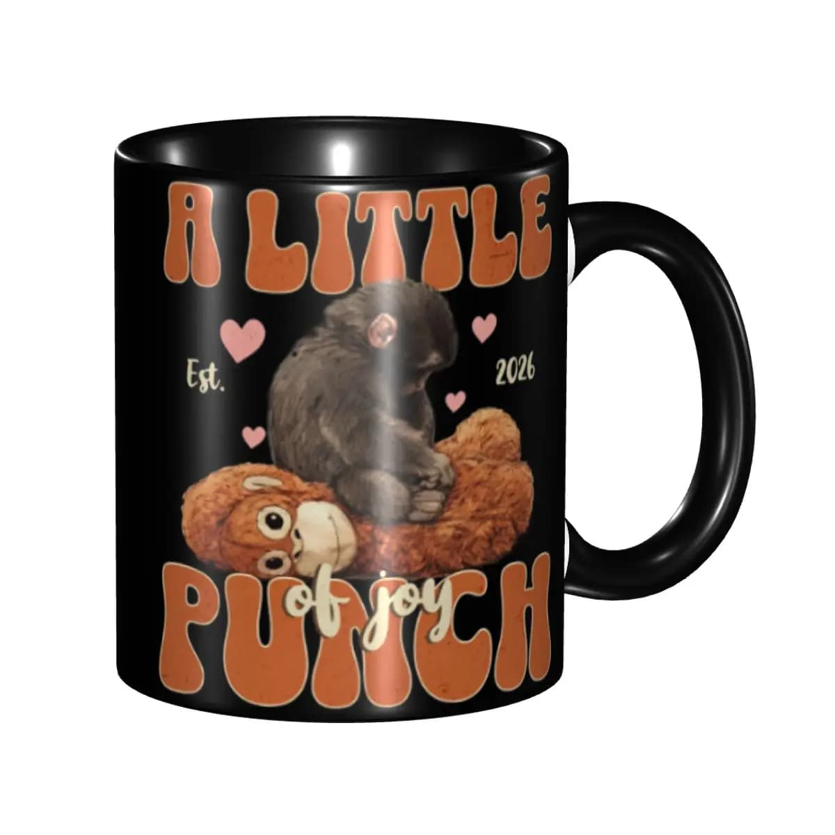 Tazza divertente con scimmietta che tiene un giocattolo, regalo per donna e uomo