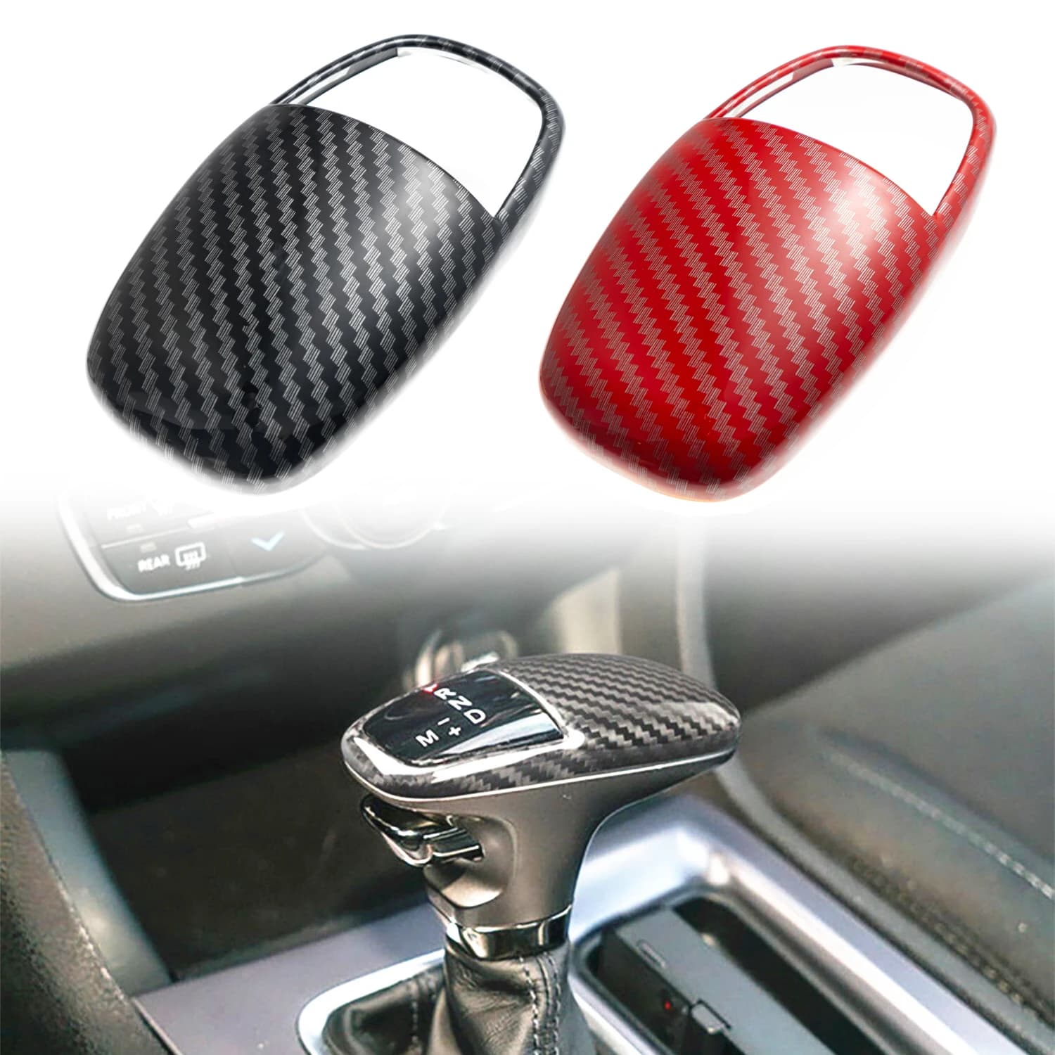 Copertura della manopola del cambio dell'auto Trim Sticker stampa in fibra di carbonio Shift Hand Ball Decoration per Dodge Challenger Charger SRT 2015-2021