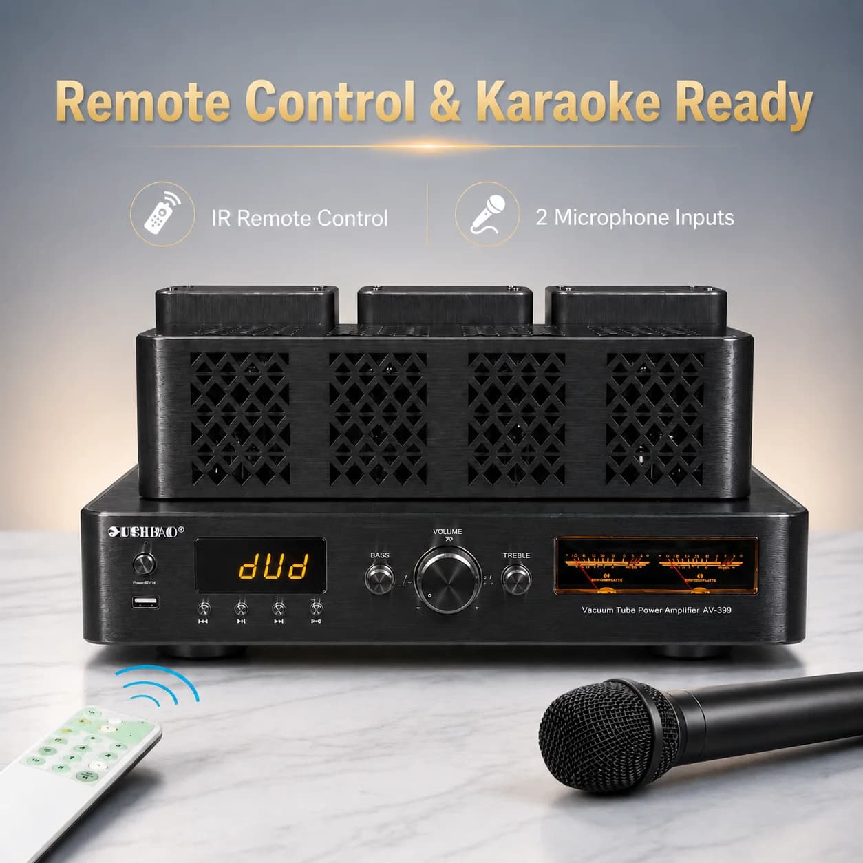 200W + 200W Febbre ad alta potenza Hifi Amplificatore valvolare Pre-stadio Auido Amplificatore altoparlante Home Theater Bluetooth 5.0 Supporto 4/8Ω Altoparlante