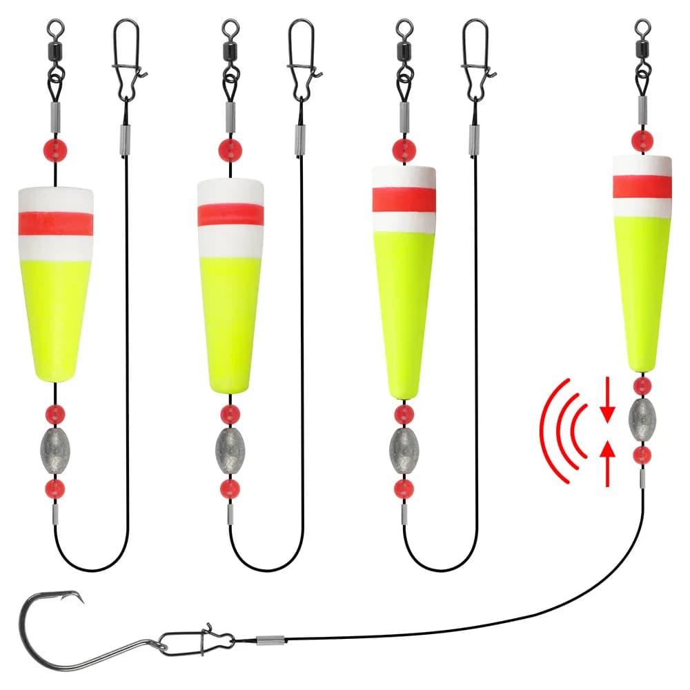3 pieces Bobber Fishing Footage Popping Foam Weighted Bobber Boe Salt Water Fishing Popping Cork Rig with 15g 20g 30g Weight