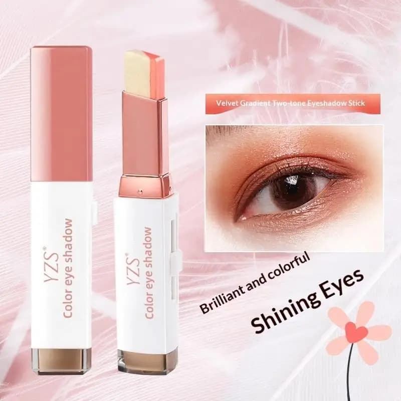Ombretto in stick doppio colore Glitter Evidenzia ombretto Stick Trucco per occhi Impermeabile a lunga durata Applicare rapidamente ombretto femminile